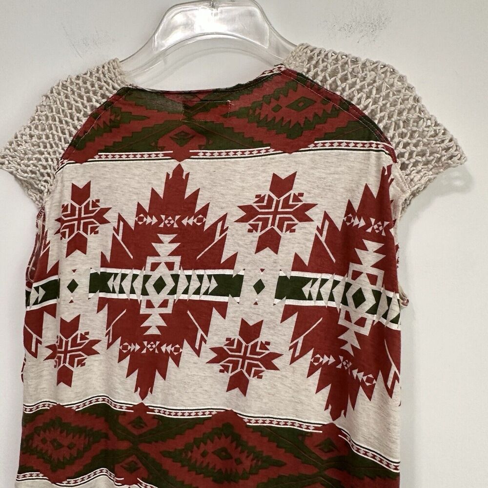 Ralph Lauren Denim & Supply Tee Top M Fringe Southwestern Cap Sleeve Crochet - Picture 7 of 11